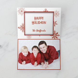 Red Snow on White Canvas Design Christmas Card Dankeskarte