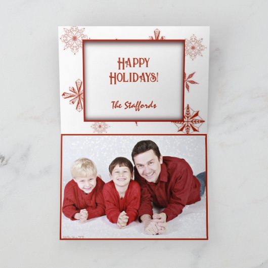 Red Snow on White Canvas Design Christmas Card Dankeskarte (Innenseite)