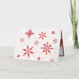 Red Snow on White Canvas Design Christmas Card Dankeskarte