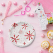 Red Snow on White Canvas Pappteller (Party)