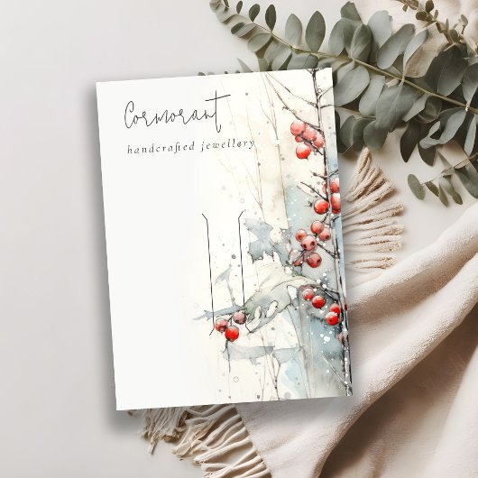 Red Snow Winter Berries Hair pin Display Holder Visitenkarte