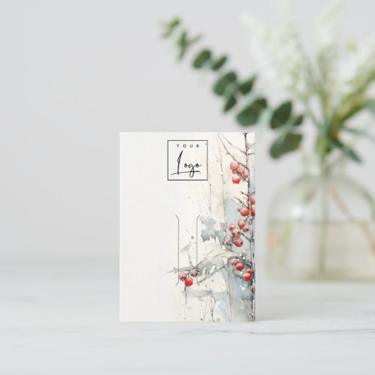 Red Snow Winter Berries Logo Hair pin Holder Visitenkarte (Stehend Vorderseite)