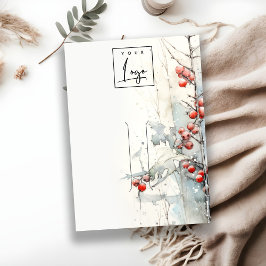 Red Snow Winter Berries Logo Hair pin Holder Visitenkarte