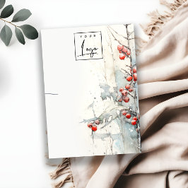 Red Snow Winter Berries Logo Necklace Holder Visitenkarte