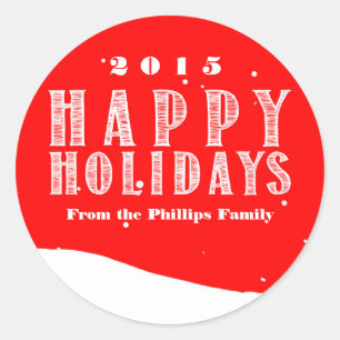 Red Snowball Snowball Weihnachtskarte Weihnachtsau Runder Aufkleber