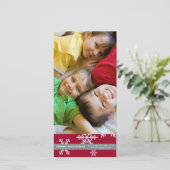 Red Snowflake 4x6 Foto-Karte Feiertagskarte (Stehend Vorderseite)