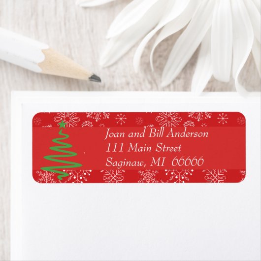 Red Snowflake Address Label (Insitu)