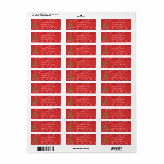 Red Snowflake Address Label (Vorne)