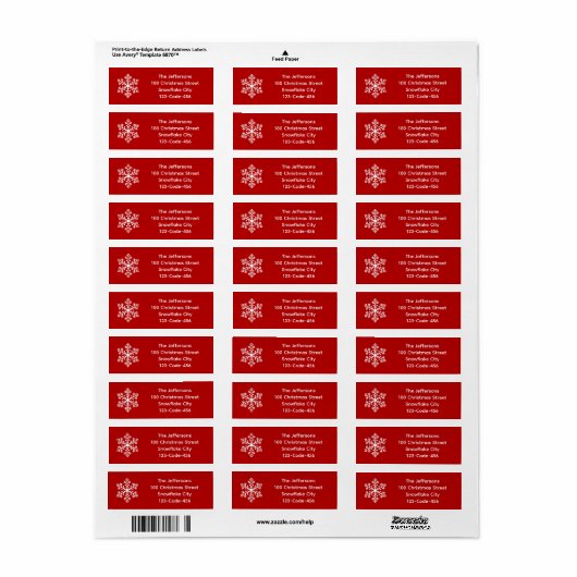 Red Snowflake Address Labels (Vorne)