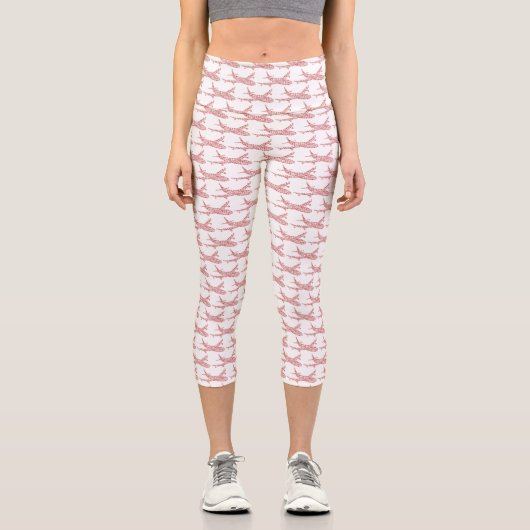 Red Snowflake Airplane -  Capri Leggings (Vorderseite)