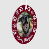 Red Snowflake and Paws Dog Foto Weihnachten Ornament (Vorderseite)
