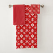 Red Snowflake Bath Handtuch Set (Insitu)