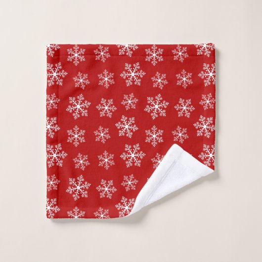 Red Snowflake Bath Handtuch Set (Waschlappen)