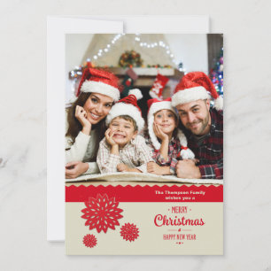 Red Snowflake Border Holiday Foto Card Feiertagskarte
