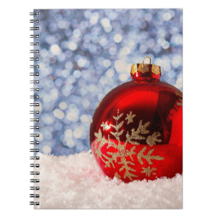 Red Snowflake Christmas Bauble Notizblock