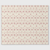 Red Snowflake & Dots auf beigem Hintergrund Geschenkpapier (Flach)