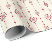 Red Snowflake & Dots auf beigem Hintergrund Geschenkpapier (Rolleneckpunkt)