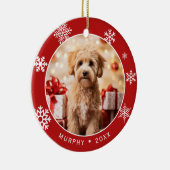 Red Snowflake Double-Sided Dog Photo Ornament (Rechts)