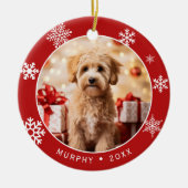 Red Snowflake Double-Sided Dog Photo Ornament (Vorne)