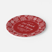 Red Snowflake essen Drink Frohe Weihnachten Party Pappteller (Schrägansicht)