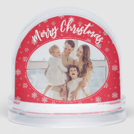 Red Snowflake Familie Foto Collage Frohe Weihnacht Schneekugeln