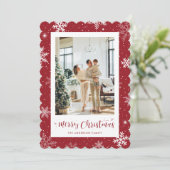 Red Snowflake Foto Frohe Weihnachten (Stehend Vorderseite)