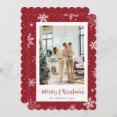 Red Snowflake Foto Frohe Weihnachten (Vorne/Hinten)