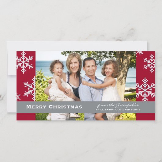 Red Snowflake Foto-Karte Feiertagskarte (Vorderseite)