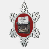 Red Snowflake Gerahmte Schreibmaschine Weihnachtss Schneeflocken Zinn-Ornament (Rechts)