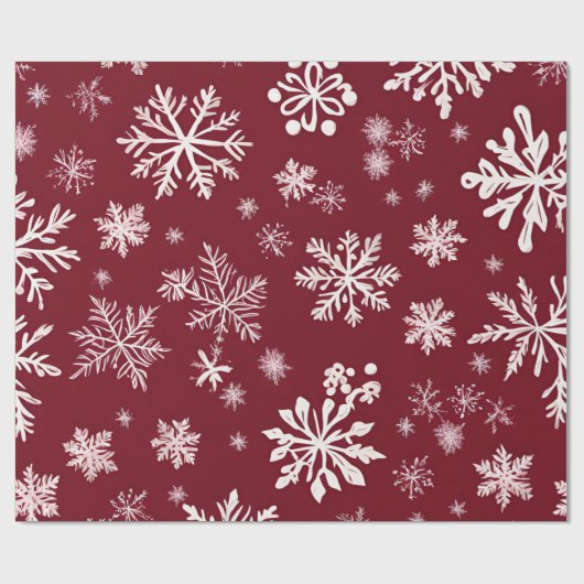 Red Snowflake Geschenkpapier (Flach)
