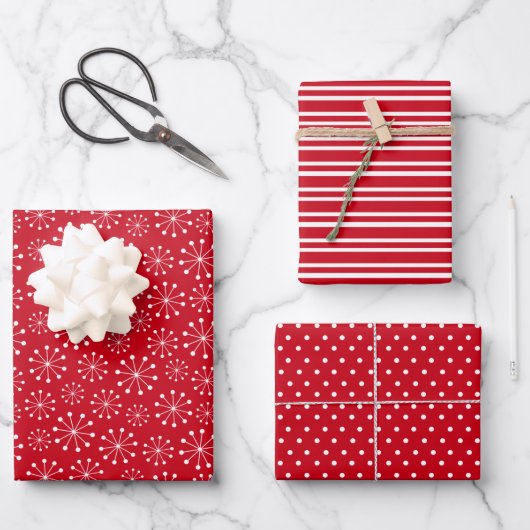 Red Snowflake Geschenkpapier Set (Vorderseite)