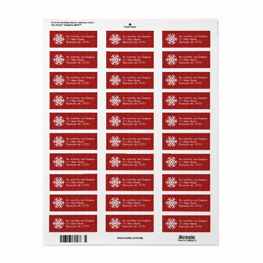 Red Snowflake Glaube Adresse Label (Vorne)