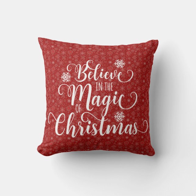 Red Snowflake Glaube Pillow Kissen (Vorderseite)