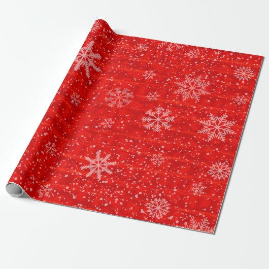 Red Snowflake Holiday Geschenkpapier (Ungerollt)