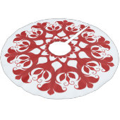 Red Snowflake Ice Crystal Blume Muster auf Weiß Polyester Weihnachtsbaumdecke (Schrägansicht)