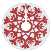 Red Snowflake Ice Crystal Blume Muster auf Weiß Polyester Weihnachtsbaumdecke (Vorderseite)