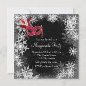 Red Snowflake Masquerade Party Einladung (Rückseite)
