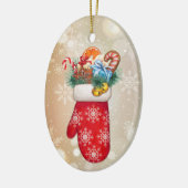 Red Snowflake Mittens with Christmas Goodies Keramik Ornament (Links)