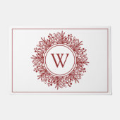 Red Snowflake Monogram Fußmatte (Vorderseite)