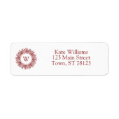 Red Snowflake Monogram Weihnachtsadresse (Vorne)