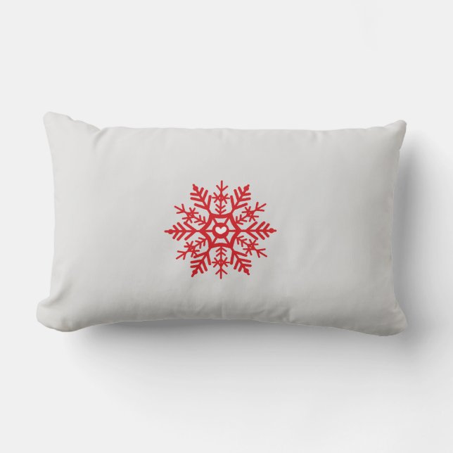 Red Snowflake Motif Wintermuster Lendenkissen (Vorderseite)