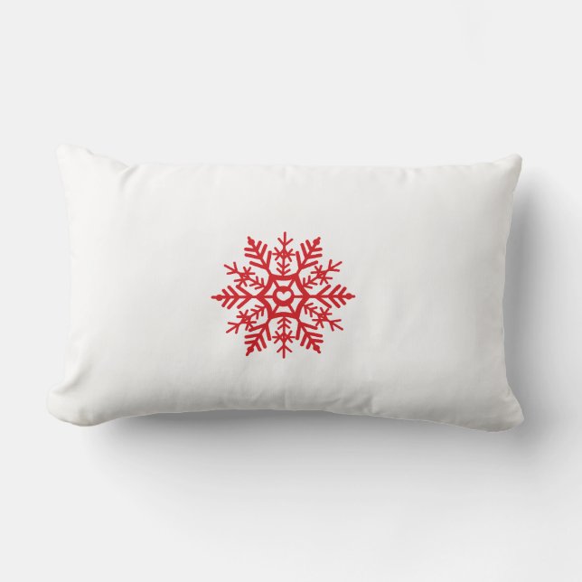 Red Snowflake Motif Wintermuster Lendenkissen (Vorderseite)