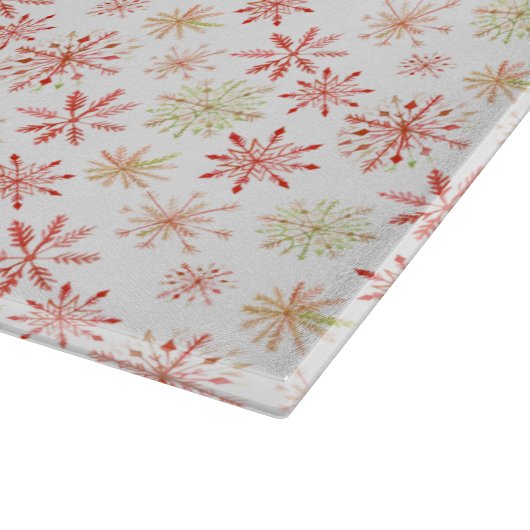 Red Snowflake Muster Cutting Board Schneidebrett (Ecke)