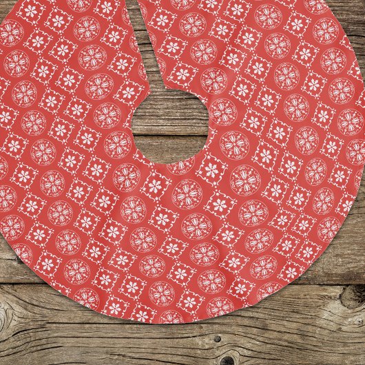 Red Snowflake Muster Einfache Weihnachten Polyester Weihnachtsbaumdecke