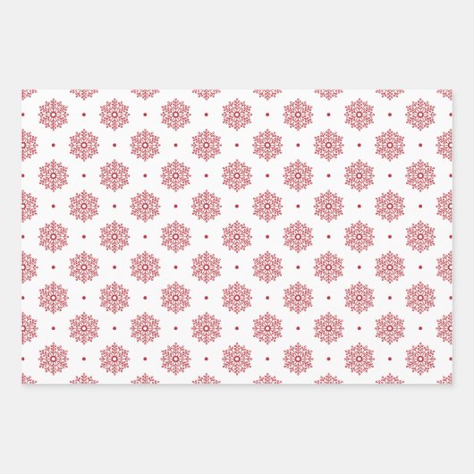 Red Snowflake Muster Weihnachten Geschenkpapier Set (Vorderseite 3)