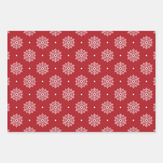 Red Snowflake Muster Weihnachten Geschenkpapier Set (Vorderseite 2)