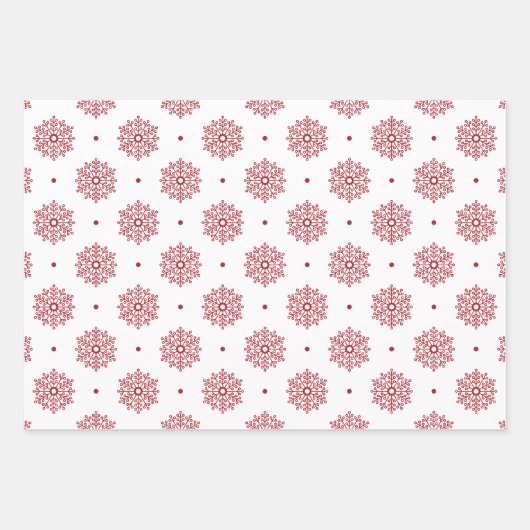 Red Snowflake Muster Weihnachten Geschenkpapier Set (Vorderseite)