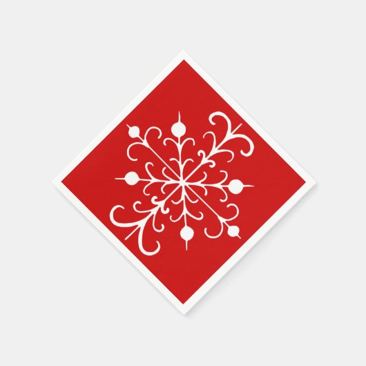 Red Snowflake Napkins Serviette (Ecke)