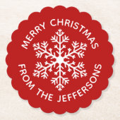 Red Snowflake Paper Untersetzer (Vorderseite)