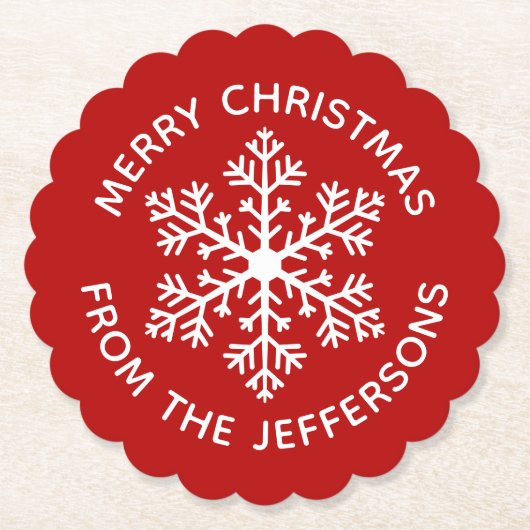 Red Snowflake Paper Untersetzer (Vorderseite)